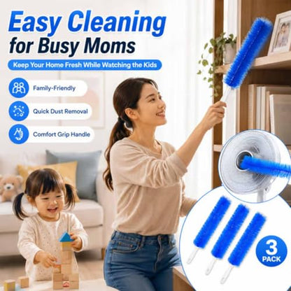 Bendable Microfiber Head, Reusable Dust Remover, 2026 New Fan Cleaning Brush Bendable Cobweb Duster Washable ldeal for Electric Fans Air Conditioning, Home Car Vents, Curtain (2Pcs Gray) - color: 2pcs Gray