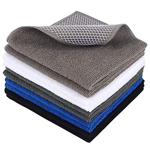 SINLAND Microfiber Dish Cloth for Wshing Dishes Dish Washing Rags Best Kitchen Washcloth Cleaning Cloths Poly Scour Side 12inchx12inch 5 Color Assorted 10 Pack - color: Assortedcolor-1, size: 12inchx12inch 10pack