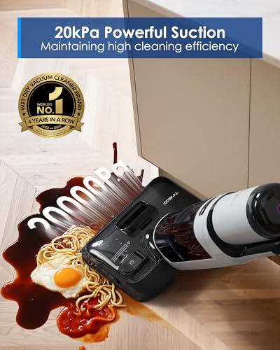 Tineco Floor ONE i5 Stretch Wet Dry Vacuum Cleaner, Vacuum & Mop in One Step, 20kpa Powerful Suction, 180° Lay-Flat Design, Anti-Tangle Design, Dual-Sided Edge Cleaning, Up to 30* Minutes Runtime - style: Floor One i5 Stretch