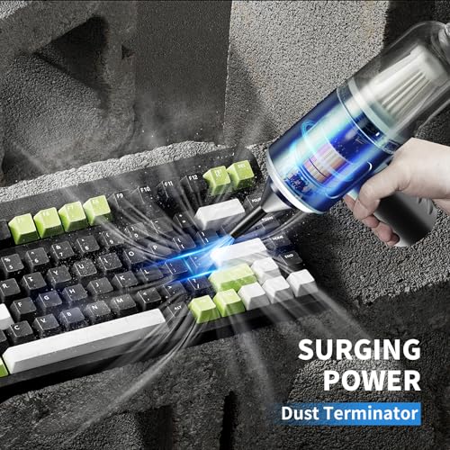 Vcwtty Electric Air Duster, 3-in-1 Compressed Air Duster, Keyboard Vacuum Cleaner & Air Blower, Replaces Canned Air, 12000PA Cordless Handheld Mini Vacuum for PC, Computer, Desktop, Car & Pet Hair