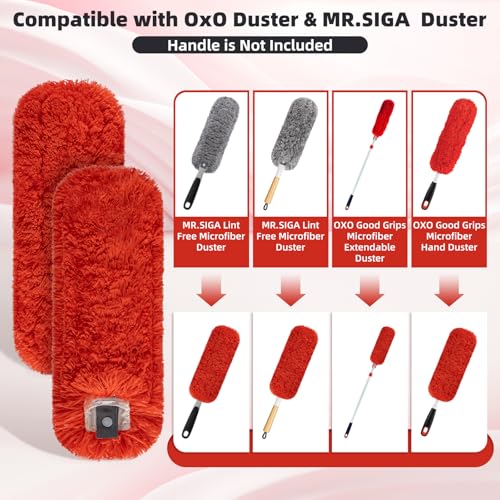 Reusable Microfiber Duster Refills Compatible with MR.SIGA & OXO Dusters – Washable Duster Replacement Heads for Scratch-Free Dust and Hair Cleaning (Included Microfiber Cleaning Cloth & Laundry Bag)