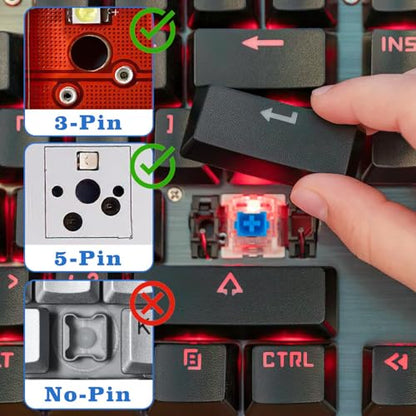 50 Pcs Blue Mechanical Keyboard Switches, 3-Pin Clicky Tactile Switches with Free Keycap Puller & Cleaning Brush, Complete Switch Replacement Kit for DIY