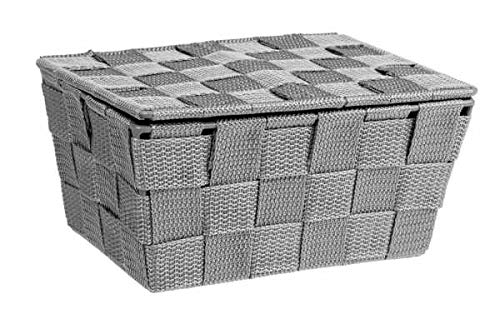 Wenko Storage Basket Adria with lid in Grey, PP, 19 x 14 x 10 cm - color: Grey