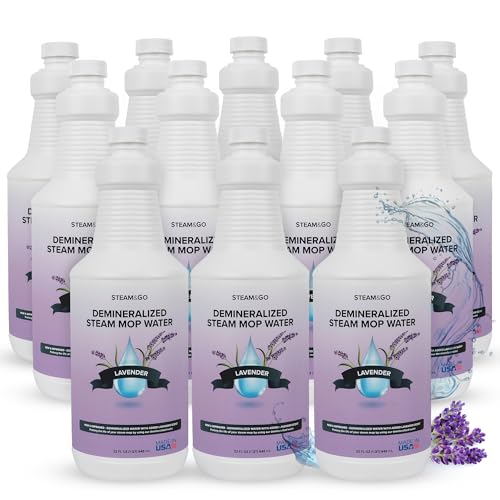 Steam & Go Demineralized Water for Steam Mop – Lavender Scent, 32 oz (Pack of 12)| Scented Floor Cleaner Solution, Ready-to-Use, Compatible with Any Steam Cleaner - size: 32 Fl Oz (Pack of 12)