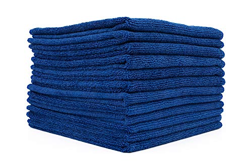 The Rag Company - All-Purpose Microfiber Terry Cleaning Towels - Commercial Grade, Highly Absorbent, Lint-Free, Streak-Free, Kitchens, Bathrooms, Offices, 300gsm, 14in x 14in, Royal Blue (12-Pack) - color: Royal Blue, size: 14in x 14in