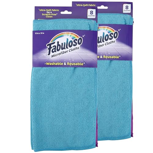 Fabuloso Microfiber Cleaning Cloths for Home & Car, Lint-Free Scratch-Free Rags for Glass, Kitchen & Wood, Reusable Machine Washable, Absorbent for Dusting & Wiping, Rainbow, 13 x 13 in, 8 Ct - 2 Pk - color: Rainbow, size: 8 Count (Pack of 2)