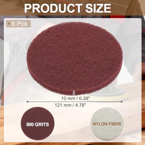 uxcell 8Pcs Scrubber Scouring Pad, 5 Inch 800 Grits Drill Power Brush Hoop and Loop Scrub Pads Discs Polishing Pad for Household Furniture Automotive Cleaning, Dark Red - color: Dark Red, size: 5 Inch 800 Grits