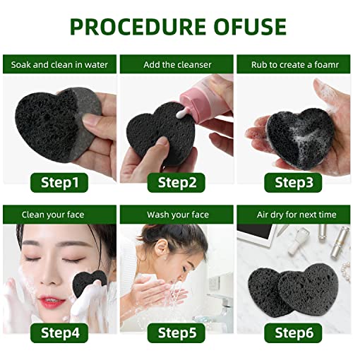 100-Count Compressed Facial Sponges for Estheticians Heart Shape Natural Cellulose Sponge Professional Cosmetic Spa Sponges for Face Cleansing, Massage, Pore Exfoliating, Mask, Makeup Removal, Black - color: 100- Pack Black