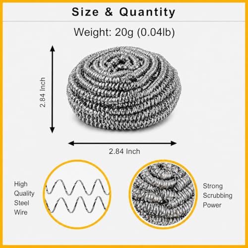 12Pcs Stainless Steel Scrubbers for Dishes, Pots, Pans, & Sinks - Steel Wool Scrubber Pads for Kitchen Cleaning