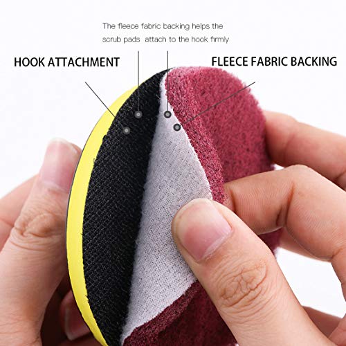 Glarks 16Pcs 5 Inch Drill Power Brush Tile Scrubber Scouring Pads Cleaning Kit with 5 Inch Disc Pad Holder for Bathroom & Kitchen Cleaning, 3 Different Stiffness (Red, Gray, Green)