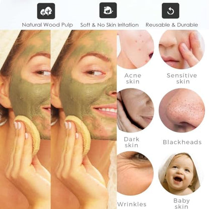 AKOAK 5 Pcs Face Compression Sponge Round Makeup Remover Pad is Reusable for Deep Cleansing, Exfoliating, and Makeup Removal(Yellow) - color: Yellow