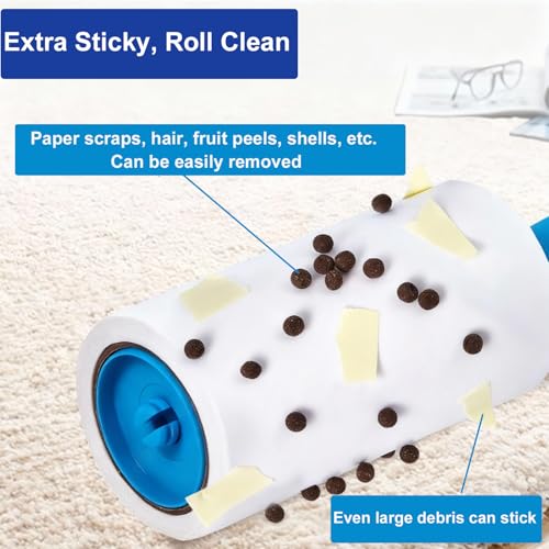Lint Rollers for Pet Hair Extra Sticky- Lint Brush for Clothes, Furniture, Carpet,Car, Floor,Bed-Pet Hair Roller for Dog Cats Hair Removal- Reusable Handle and Refills (Large(2 Handle+ 6 Refills)) - size: large(2 handle+ 6 refills)