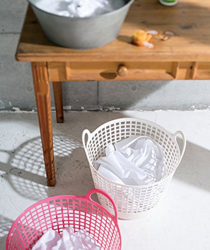 like-it SCB -1 Laundry Storage, Round Basket with Handle, Laundry Basket, Approx. Width 16.1 inches (41 cm), Depth 14.6 inches (37 cm), Height 14.8 inches (37.5 cm), White, Made in Japan - color: White, size: 25ℓ, style: Round