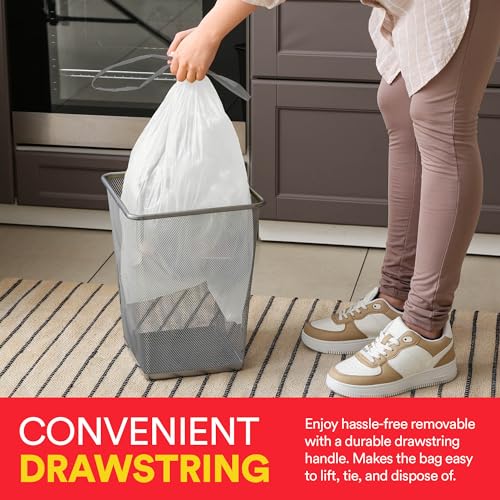Small Trash Bags 4 Gallon Trash Bags Drawstring - 57 White Unscented Small Garbage Bags | Waste Basket Plastic Trash Can Liners | Bathroom House Cleaning Supplies - style: With Drawstrings