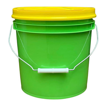 House Naturals 2 Gallon Food Grade - BPA Free Made in USA Buckets Lime Color pails with Screw On Gasket Lids (1, Lime - Yellow lids) - color: Lime - Yellow Lids