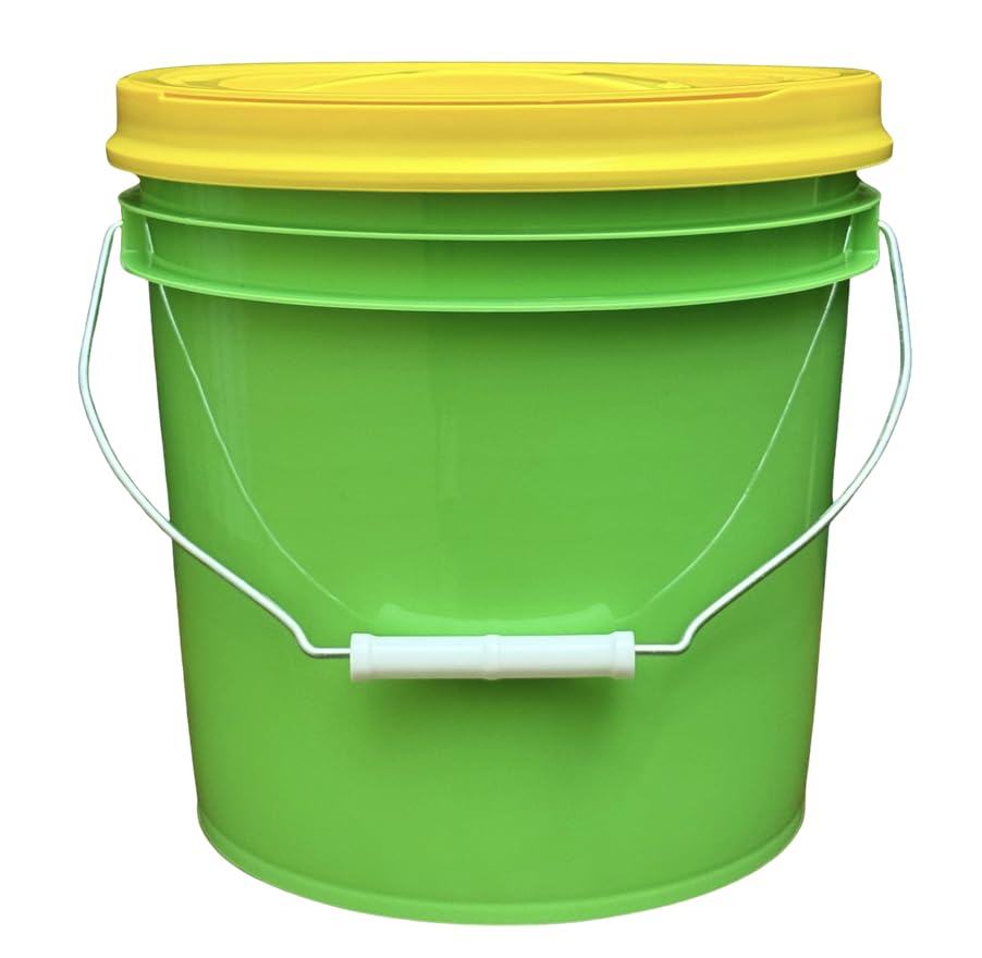 House Naturals 2 Gallon Food Grade - BPA Free Made in USA Buckets Lime Color pails with Screw On Gasket Lids (1, Lime - Yellow lids) - color: Lime - Yellow Lids