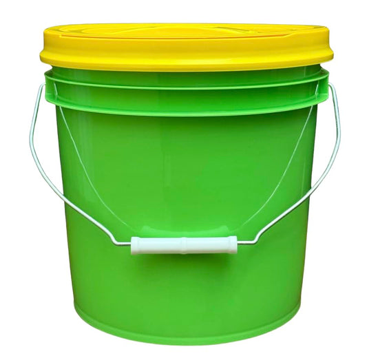 House Naturals 2 Gallon Food Grade - BPA Free Made in USA Buckets Lime Color pails with Screw On Gasket Lids (1, Lime - Yellow lids) - color: Lime - Yellow Lids