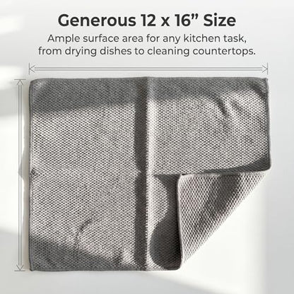 Ha-Fish&Flame-Gua Microfiber Cleaning Cloths 6-Pack, Super Absorbent & Textured Towels for Kitchen, Countertops & Household Cleaning – Practical, Not Plush – 12x16 Inches