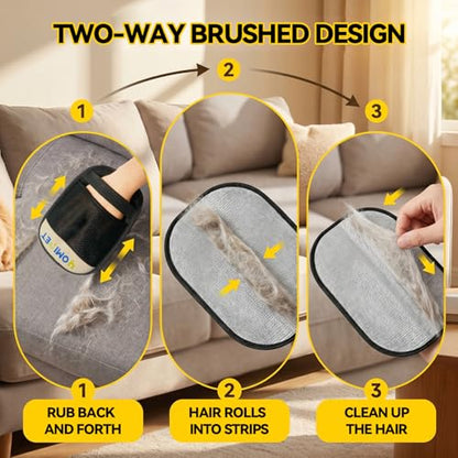Hair Remover Glove for Cats & Dogs, Reusable Electrostatic Pet Hair Removal Tool. 2026 Upgraded Version Pet MagicBrush for Carpets, Sofas, Clothing, Car Seats, Etc. (1)