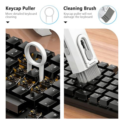 TENOC 8 in 1 Multi Function Cleaning Kit, Keyboard Cleaner for Laptop Phone Earbuds, Portable Electronic Cleaning Tool with Brush Keycap Puller Cloth for Office Home, White