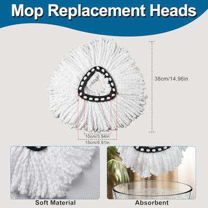 4 Pack Mop Heads Replacements, Compatible with O Cedar Easywring 1-Tank System Easy Wrin Spin Mops, Triangle Swivel Microfiber Mops, Washable & Easy to Replace - size: 4 Pack