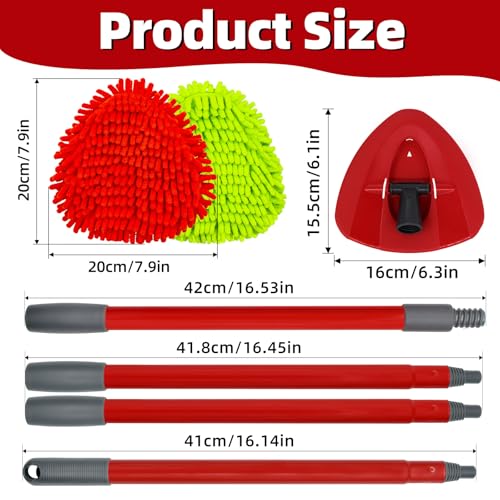 6 Packs Mop Head Replacements & 4-Section Spin Mop Handles for Ocedar, and Spin Mop Base Compatible with O-Cedar EasyWring 1 Tank Spin Mops Refills - color: 2green+2red