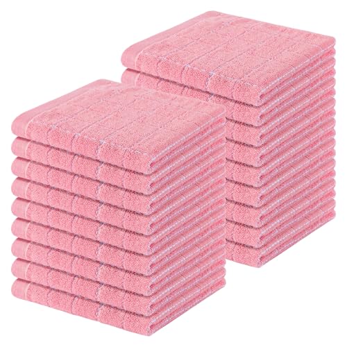 Homaxy 100% Cotton Terry Kitchen Dish Cloths, Ultra Soft and Absorbent Dish Towels for Kitchen, Suitable for Drying and Washing Dishes, 18 Pack, 12 x 12 Inches, Pink - color: Pink, size: 12 X 12 - 18 Pack