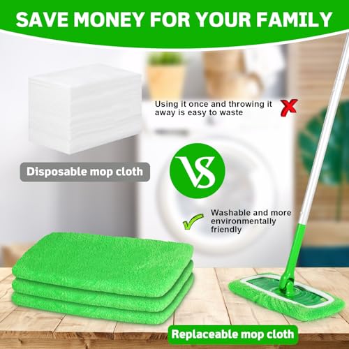 AmaVins 8 Pack Reusable Microfiber Mop Pads Compatible with Swiffer Sweeper, Dry Sweeping Cloths & Wet Mopping Cloths, Washable Pads for Surface/Hardwood Floor Cleaning (Mop is Not Included) - color: Green 8 Pack