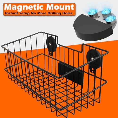 MUTUACTOR Heavy Duty Metal Wire Baskets,Magnetic Mount Hanging Wall Basket Storage,Extra Large Magnet Metal Wall Basket For Organizing Kitchen Laundry Closet Garage RV,Black,2PCS - style: 2 PCS Heavy Duty Metal Wire Baskets