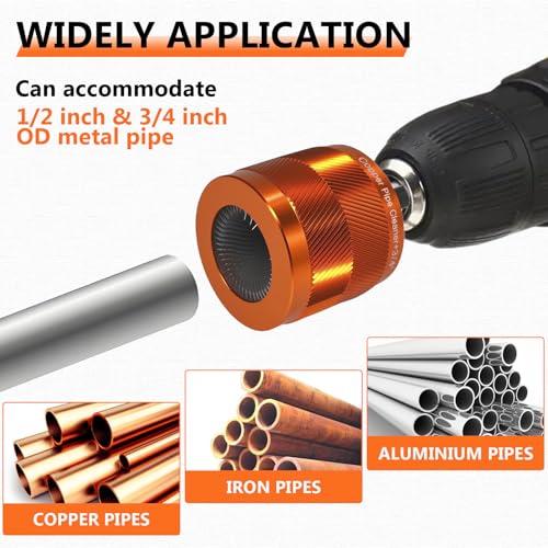1/2" & 3/4" Cleaner Set for Drill,with 1/4" Hex Shank & 6 Brush Blades & 2 Pipe Cleaning Brush,Drill Copper Pipe Cleaner for Removing Rust,Stains & Paint from Copper & Metal Pipes