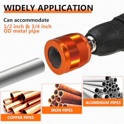 1/2" & 3/4" Cleaner Set for Drill,with 1/4" Hex Shank & 6 Brush Blades & 2 Pipe Cleaning Brush,Drill Copper Pipe Cleaner for Removing Rust,Stains & Paint from Copper & Metal Pipes