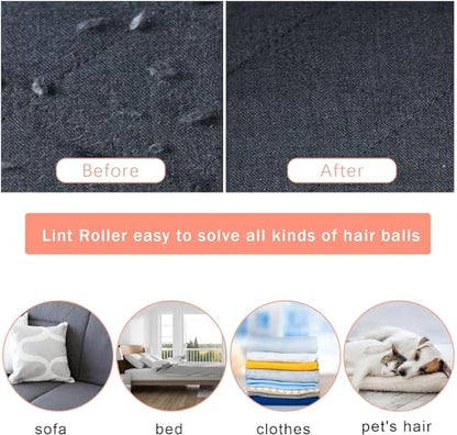 Lint Remover – 2 Pieces Reusable Manual Lint Cleaner with Wooden Handle, Double Carpet Scraper & Fuzz Shaver Brush Tool for Pet Hair, Clothes & Upholstery