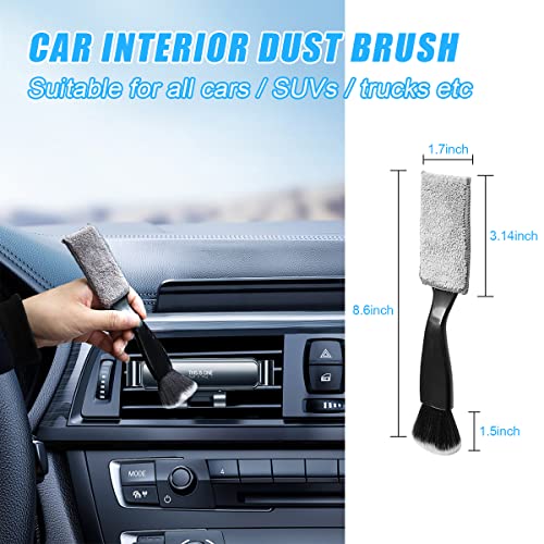 Ziciner 1 PC Double Head Brush for Car Clean, Soft Auto Interior Duster Detailing Brushes, Universal Vehicle Dashboard Screen, Air Vents, Computer etc Cleaning Tool Accessories (Black) - color: Black, 1 PC