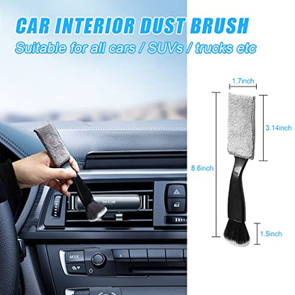 Ziciner 1 PC Double Head Brush for Car Clean, Soft Auto Interior Duster Detailing Brushes, Universal Vehicle Dashboard Screen, Air Vents, Computer etc Cleaning Tool Accessories (Black) - color: Black, 1 PC