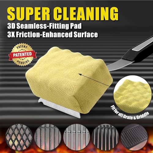 GRILLART Grill Brush Bristle Free, Replaceable BBQ Cleaning Head (No Handle), Safe Replacement Cleaning Pad for Cast Iron/Stainless-Steel Grates - Black - color: A Replaceable Pad