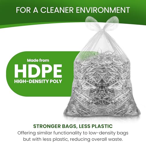 Betta 8-10 Gallon Medium Trash Bags, Clear, 1000 Count Box, (24x24-inch) Commercial Office Wastebasket Garbage Can Liners, 7-10 Gallon Round Cans, 6-8 Gallon Slim and Square Cans