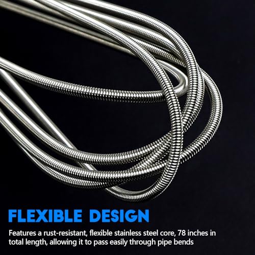 2PCS Flexible Long Drain Brush, 78 Inch Nylon Stainless Steel Tube Cleaning Brush, Slim Long Hose Pipe Cleaning Tool for Auto Sunroof Drain Hole, Car Fridge, Kitchen Sink (Single End-Yellow) - color: Single End-yellow