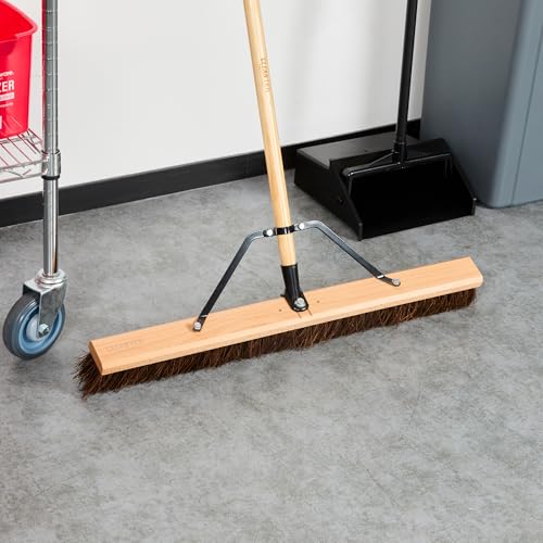 Restaurantware-BROOM HEAD ONLY: Clean Tek Professional 30-Inch Indoor Broom Head, 1 Heavy-Duty Push Cleaning Tool - Handle And Brace Sold Separately, Palmyra Bristles, Wooden, Outdoor Use - size: 30", style: Wood, with Palmyra Unflagged Bristles