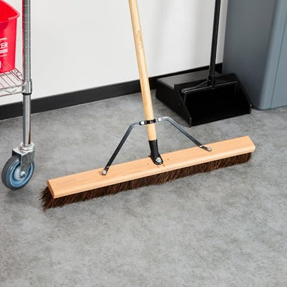 Restaurantware-BROOM HEAD ONLY: Clean Tek Professional 30-Inch Indoor Broom Head, 1 Heavy-Duty Push Cleaning Tool - Handle And Brace Sold Separately, Palmyra Bristles, Wooden, Outdoor Use - size: 30", style: Wood, with Palmyra Unflagged Bristles