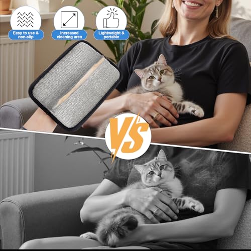 2 Pcs Static Pet Hair Remover and Scraper : Electrostatic Pet Hair Removal Gloves, Reusable Cat Dog Hair Remover Tool, Pet Hair Remover for Furniture, Carpet, Clothes, Car Seat