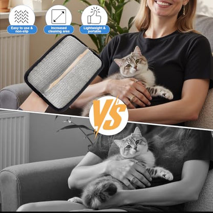 2 Pcs Static Pet Hair Remover and Scraper : Electrostatic Pet Hair Removal Gloves, Reusable Cat Dog Hair Remover Tool, Pet Hair Remover for Furniture, Carpet, Clothes, Car Seat