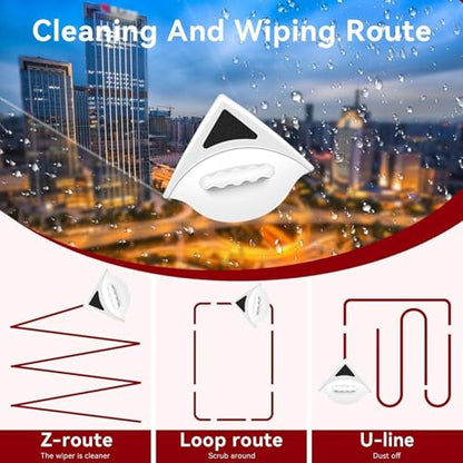 Magnetic Window Cleaner, Double Sided Window Cleaner with Abs Plastic Shell Rubber Magnetic Glass Wiper Adjustable Magnetic Washing Brush Equipment for Home High Rise Window(Red)