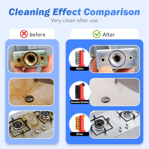 Wire Brush Set, 6 Pcs Brass/Stainless Steel/Nylon Wire Brushes for Cleaning with Curved Handle Grip for Rust Removal, Dirt, Paint Scrubbing - style: Red-6pcs