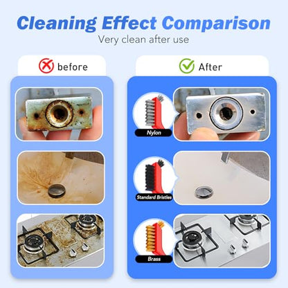 Wire Brush Set, 6 Pcs Brass/Stainless Steel/Nylon Wire Brushes for Cleaning with Curved Handle Grip for Rust Removal, Dirt, Paint Scrubbing - style: Red-6pcs