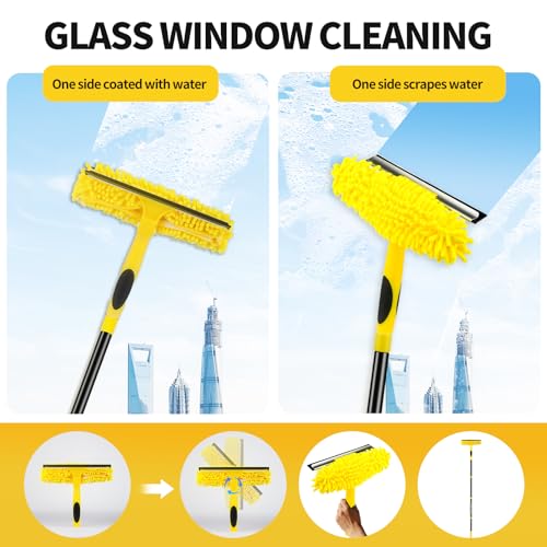 High Ceiling Fan Cleaner Duster for Fans Blades Cleaner with 78.7in Extension Pole Extra Long Handle Cleaning Tool，Reusable Chenille & Microfiber Mop Head for Baseboard Wall Floor Window Glass Wiper