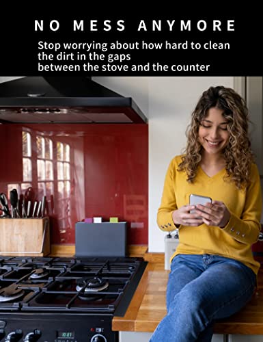 Donpearl 25 inch Black Stove Gap Covers (2 Pack), Silicone Gap Filler for Stove and Counter, Flexible Oven Edge Gap Guards, Kitchen Crumb Catcher Strips for Most Stovetop Gaps - color: 25 inch Black