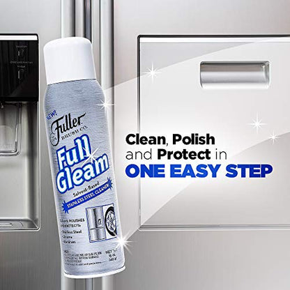 Fuller Brush Full Gleam Stainless Steel Cleaner – 15 oz Spray for Appliances, Chrome, Aluminum & Sinks – Cleans, Polishes & Protects Metal Surfaces (Pack of 1)