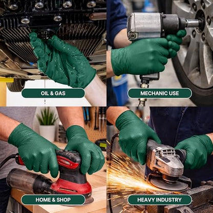 TitanFlex Heavy Duty Industrial Nitrile Gloves with Raised Diamond Texture, 6-mil, Latex Free (Dark Green/Yellow) - color: 03 Dark Green (1000ct), size: Small