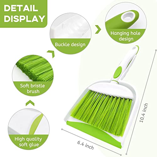 Dust pan, Mini Dustpan and Brush Set, Small Broom and Dustpan Set, Small Hand Broom and dust pan Set, Whisk Broom, Dust pan and Brush for Desk, Table, Home, Kitchen (Light Green 2pcs) - color: Light Green, size: 2set