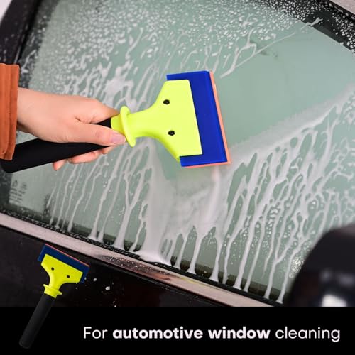 NEWISHTOOL 2 Pack Rubber Squeegee with Nylon Handle for Water Removal, Glass Cleaning, PPF Installing and Window Film Application (5-Inch Blade with Long Handle) - size: 5-Inch Blade with Long Handle